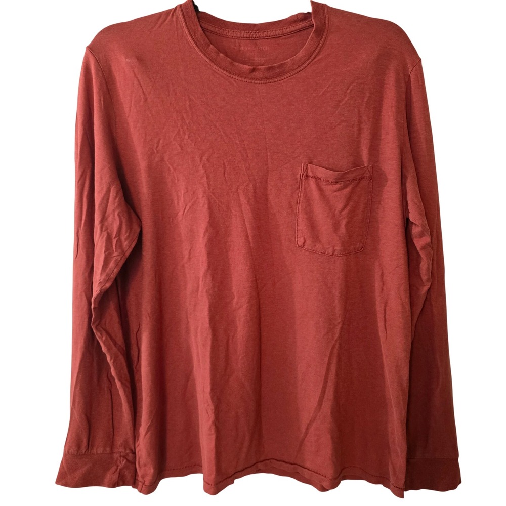 Taylor‎ Stitch Men's size Large Burnt Orange Long Sleeve Pocket Tee Shirt